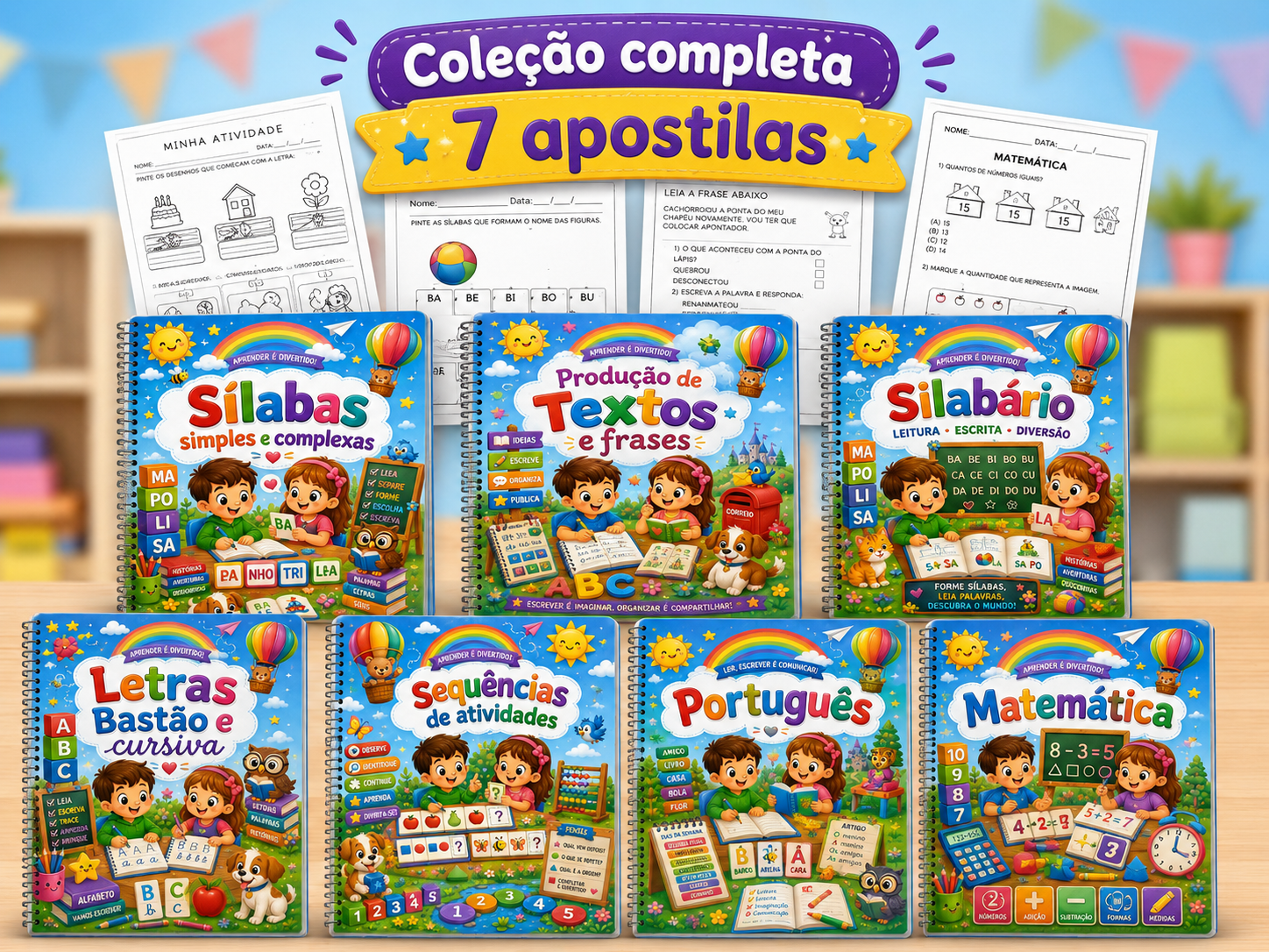 Kit 2.500 Fichas Educativas — coleção completa de cadernos